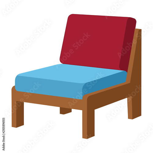 фотографія Brown chair with blue seat and red backrest furniture interior design