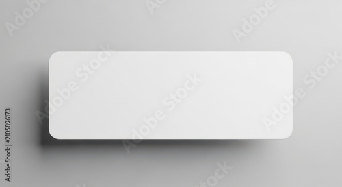 Blank white rectangular sign or label mockup with rounded corners on a neutral gray background