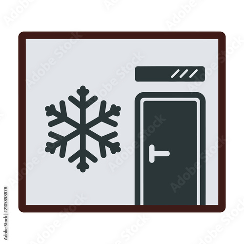 Walk in freezer icon with snowflake symbol representing industrial refrigeration