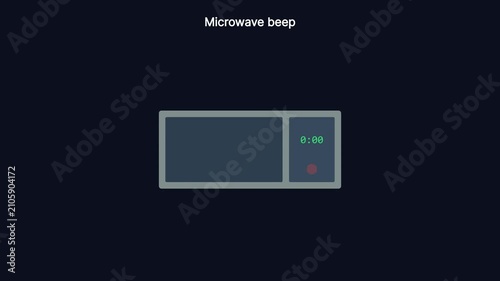 Microwave beep sound effect and timer display animation for kitchen appliance interface 4k