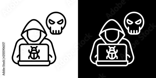 Obraz na plátně Hacker Icon Of Line Black And White Style Vector Illustrationn