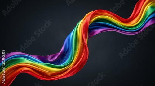 Rainbow ribbon isolated wave colorful curve flow spectrum abstract line. Bright design graphic motion vibrant shape twist modern