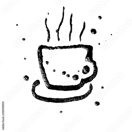 Foto Hand-drawn coffee or tea cup in black pencil line art with smooth curved strokes