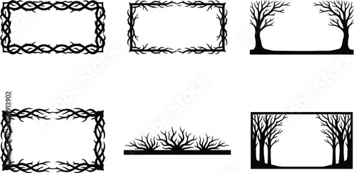 Bild auf Leinwand Halloween decorative frames and borders with autumn trees