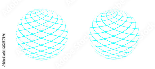 Foto Abstract wireframe globe set with spiral grid lines and futuristic geometric sphere design
