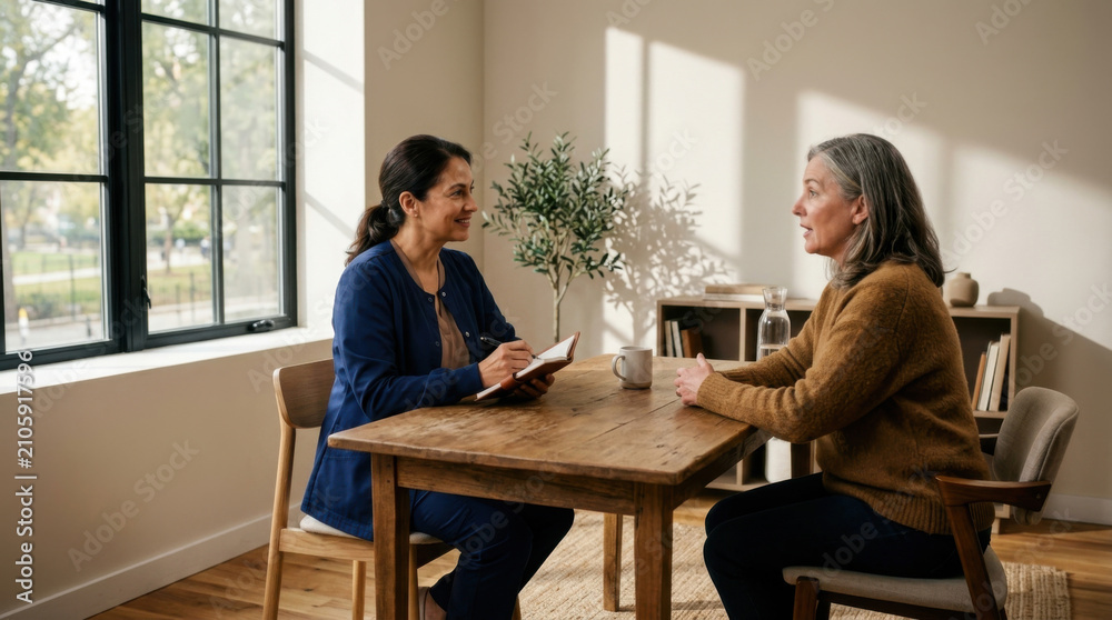 Fototapeta premium Therapist Discusses Concerns With Older Patient During Session