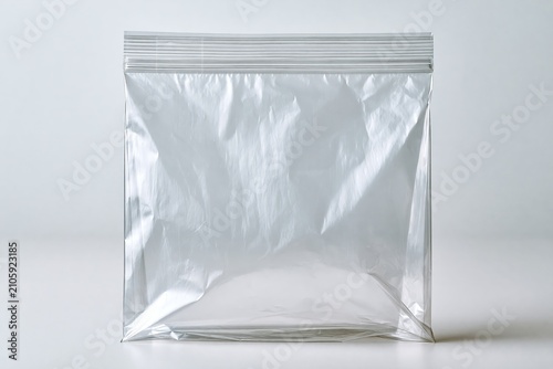 Transparent ziplock bag on plain background