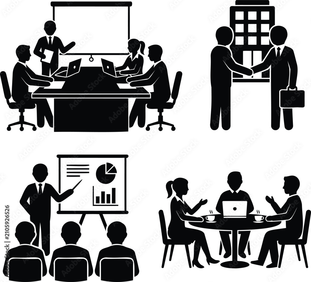 Fototapeta premium Business professionals collaborating in team meeting Vector