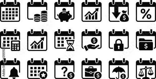 Set of financial calendar icons
