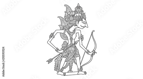 Tableau sur toile Traditional Archer Puppet with Elaborate Headdress