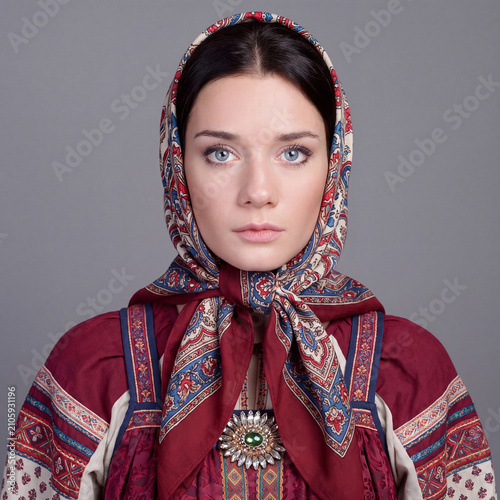 Studio portrait of a young beautiful brunette model