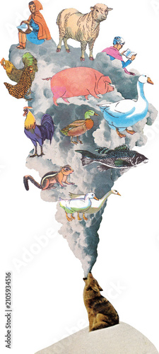 Quadro su tela transparent - The Big Bad Wolf howled, releasing a large cloud formation containing everything it had eaten