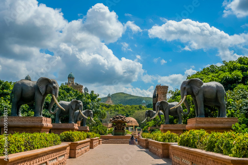 Sun city luxury resort South Africa - bridge of time which erupts every hour with vibrations, rumbling volcanic sounds