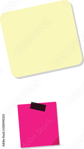 Minimalist yellow and pink sticky notes on a clean white background
