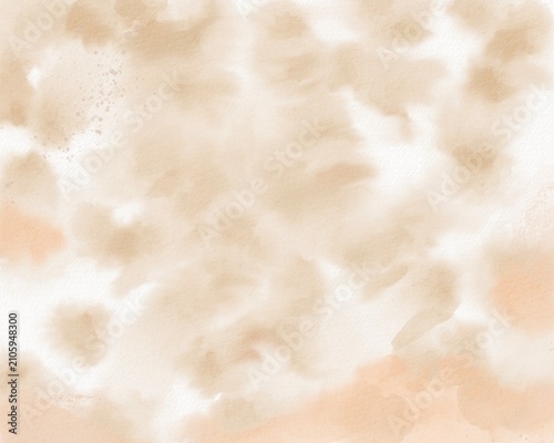 Abstract watercolor background in earthy beige and brown tones. Soft hand-painted wash with paper texture. Perfect for modern design, wedding invitations, stationery, branding, and creative projects.