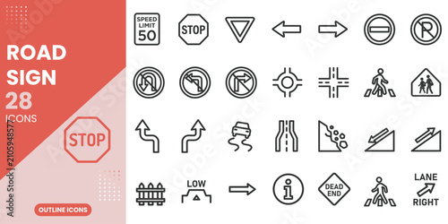 Konstfotografi Road sign icon set traffic regulations warnings and directional symbols for safe