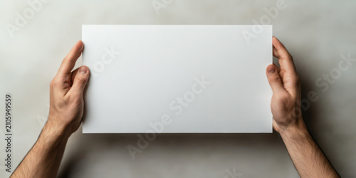 Two hands holding a white board to the camera