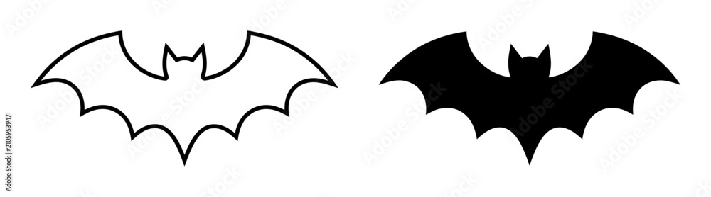 Fototapeta premium Simple bat silhouette icons for halloween or spooky night graphic design