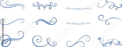 Принти на полотні Vintage Swirl Ornament Icon set Vector Decorative Flourish Elegant Filigree Scro