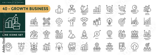 Foto A collection of Growth Business icons set with editable stroke