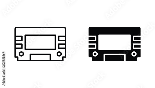 Obraz na płótnie Car multimedia system vector icon isolated on white Black and white outline line