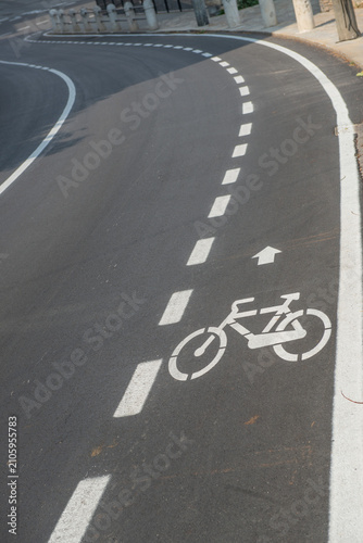 Cycle path in the city of Bergamo