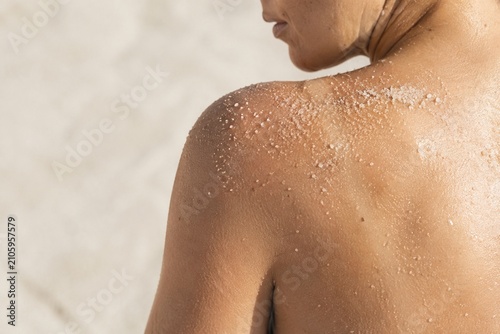 Skin Texture with Salt Scrub Close Up