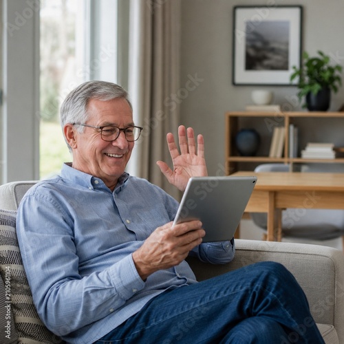 senior man using laptop