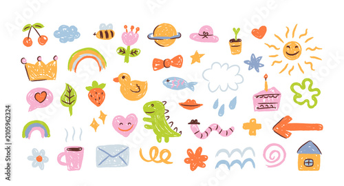 Doodle Elements Set Kids Crayon Markers