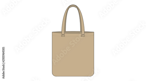 Simple beige canvas tote bag with two handles isolated on a white background, clean design for shopping or everyday use