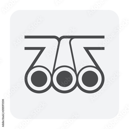 Pipeline branching network icon representing oil, gas distribution, industrial transport, infrastructure construction, utility engineering, energy transmission, pipeline routing, process plant.