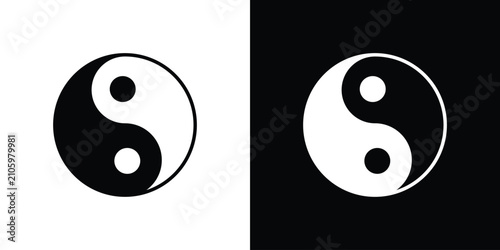 Photos Yin yang icon lineart symbols pack. EPS10