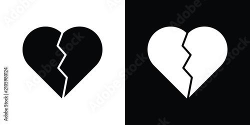 Bilde på lerret Broken heart icon lineart symbols pack. EPS10