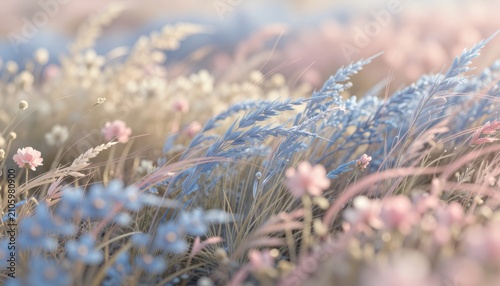 Dreamy Meadow Flowers in Soft Pastel Tones