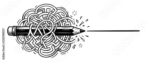 Pencil Drawing Abstract Maze Concept