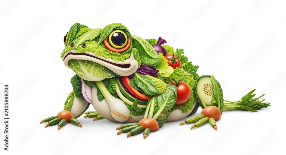 Obraz premium Vegetable frog art: Creative food sculpture