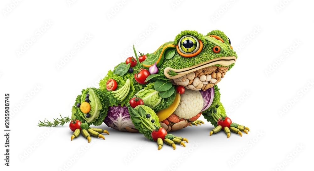 Obraz premium Vegetable frog art, healthy food concept