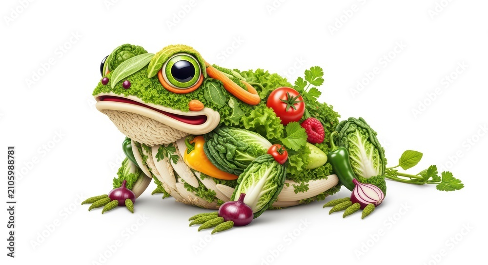 Obraz premium Vegetable Frog: Creative Food Art, Healthy Eating Concept