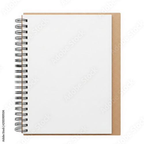 Konstfotografi Open spiral notebook with blank white pages and brown cardboard cover for writin