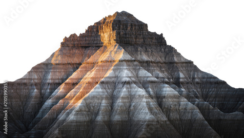 Cuadro en lienzo Isolated majestic layered desert mountain formation with contrasting light and s