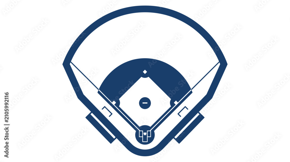 Foto Simple Baseball Field Icon on White Background