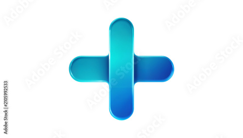 Canvastavla Isolated vibrant 3D blue and teal addition sign for modern digital interface des