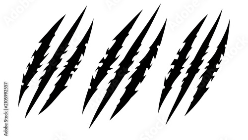 Bild auf Leinwand Isolated furious animal claw scratch marks set, fierce monster rip design element graphic