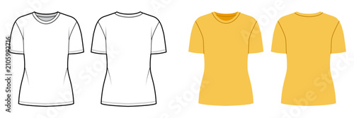 Foto Crew neck short sleeve fitted t shirt with clean shaping lines slim silhouette