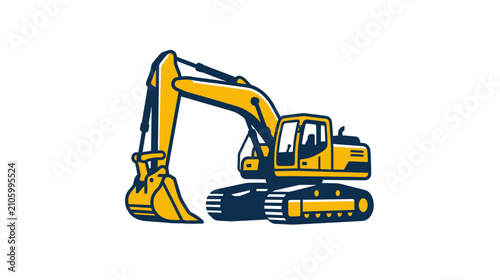 Фотография Yellow Excavator Construction Machine Vector
