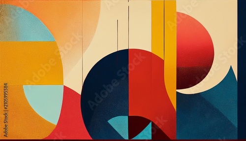 Abstract Bauhaus Style Background With Grainy Paper Texture Trendy Bauhaus Design Digital Art