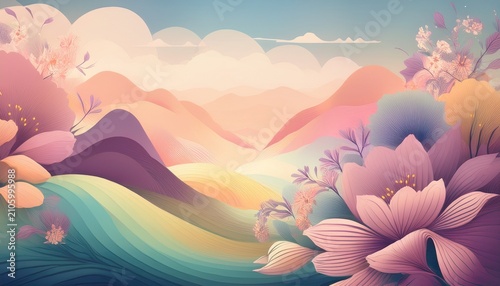 Abstract Soft Pastel Floral Tone Imaginative Landscape Or Layered Background Effect