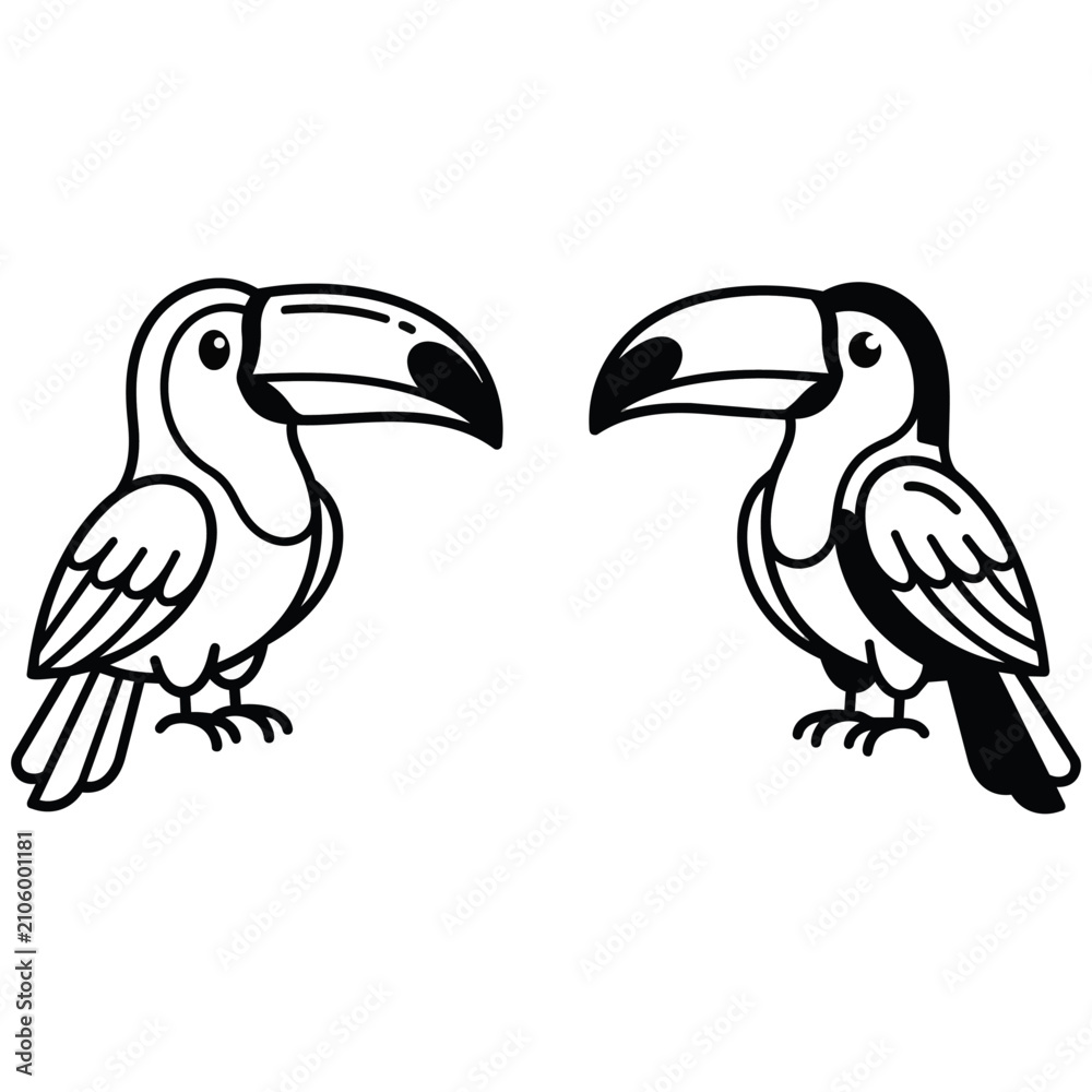 Fototapeta premium Symmetrical Toucan Birds Graphic Design Tropical Wildlife Vector Artwork