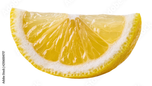 Fotografie Isolated fresh juicy lemon slice cut in half, ideal for healthy food and refreshing beverages