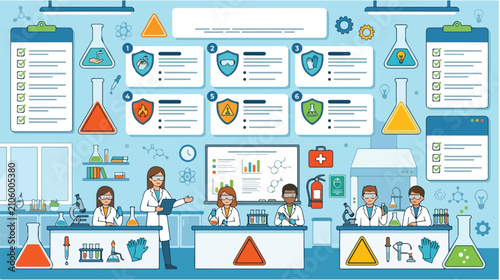 Scientists Conducting Laboratory Experiments and Research in Modern Scientific Lab Environment with Safety Protocols